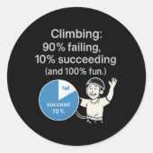 Sticker Rond Climbing Pie Chart 90% Fail 10% Win Fun Graphic  (Devant)