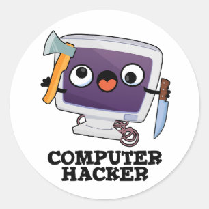 Sticker Rond Clin de technologie amusant de pirate informatique