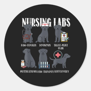 Sticker Rond Cliniques infirmières Black Dog Paw-Cedures Hallow