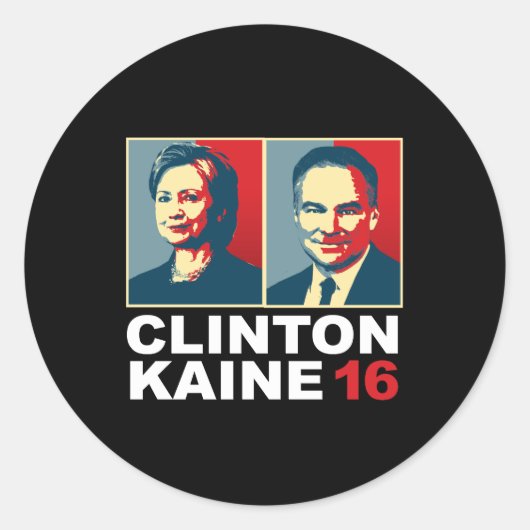 Sticker Rond Clinton Kaine 16 - Posterisé — (Devant)