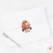 Sticker Rond Clipart d'aquarelle Gnome de Noël (Enveloppe)