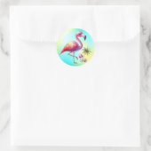 Sticker Rond Clipart de dessin Flamant rose aquarelle (Sac)