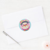 Sticker Rond Clipart d'une mignonne poussette florale. (Enveloppe)
