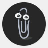 Sticker Rond Clippy Paper Clip Funny Meme Page Note (Devant)