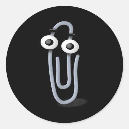 Sticker Rond Clippy Paper Clip Funny Meme Page Note  (Devant)