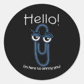 Sticker Rond Clippy Paper Clip Funny Meme Page Note Sarcastic (Devant)
