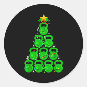 Sticker Rond Cloche de Noël Kettlebell Noël Gymnastique Fitness
