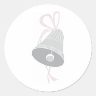 Sticker Rond Cloche Mariage décorée d'argent avec Bow rose