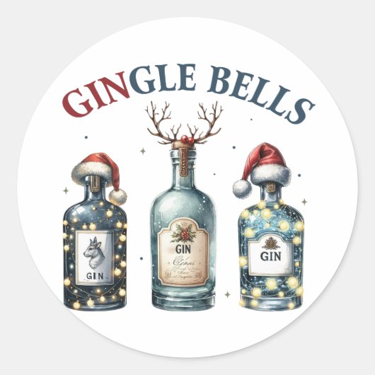 Sticker Rond Cloches cadeaux de Noël (Devant)