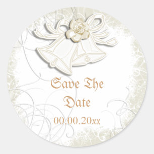 Sticker Rond Cloches de l'église n mariage floral blanc