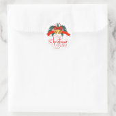 Sticker Rond Cloches de Noël avec texte rouge (Sac)