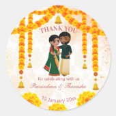 Sticker Rond Cloches des guirlandes de Marigold avec le mariage (Devant)