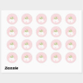 Sticker Rond Cloches mariages rose pastel (Feuille)
