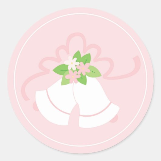 Sticker Rond Cloches mariages rose pastel (Devant)