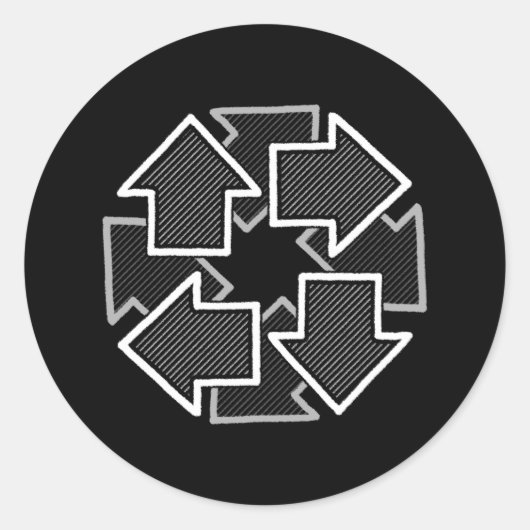 Sticker Rond Clockwise Arrows Minimal Geometric Black Variant 2 (Devant)