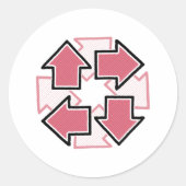 Sticker Rond Clockwise Arrows Minimal Geometric Red (Devant)