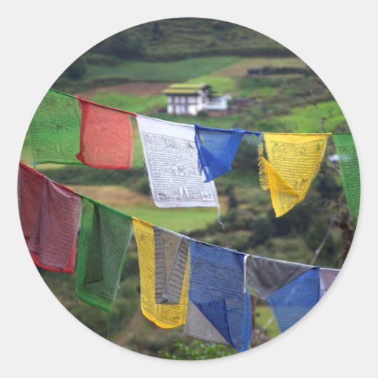 Sticker Rond Close up of Prayer Flags (Devant)