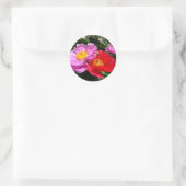 Sticker Rond Closeup Chinois pivoines fleurs Carte postale Post (Sac)