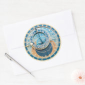 Sticker Rond Closeup on Prague Astronomical Clock, Czech R. (Enveloppe)