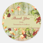 Sticker Rond Clôture peinte avec fleurs de printemps (Devant)