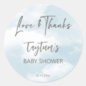 Sticker Rond Cloud baby shower pastel nuages merci pour (Devant)