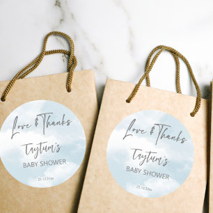 Sticker Rond Cloud baby shower pastel nuages merci pour