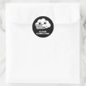 Sticker Rond Cloud Computing Ordinateur Météo Pun Dark BG (Sac)