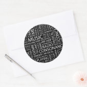 Sticker Rond Cloud de mot motif MUSIQUE (Enveloppe)