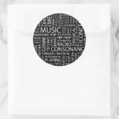 Sticker Rond Cloud de mot motif MUSIQUE (Sac)