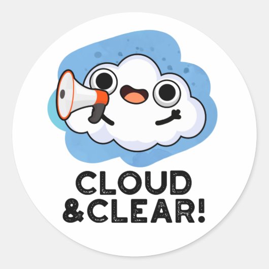 Sticker Rond Cloud Et Clair Funky Météo Pun (Devant)