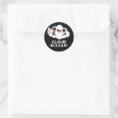 Sticker Rond Cloud Et Clair Funky Météo Pun Dark BG (Sac)