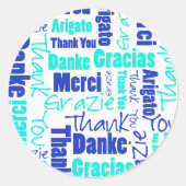 Sticker Rond Cloud Merci bleu et turquoise (Devant)