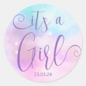 Sticker Rond Cloud Neuf Baby shower fille (Devant)