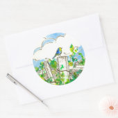 Sticker Rond Clouds bleuets clôture (Enveloppe)