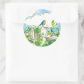 Sticker Rond Clouds bleuets clôture (Sac)