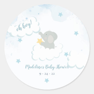 Sticker Rond Clouds Stars Elephant Baby shower