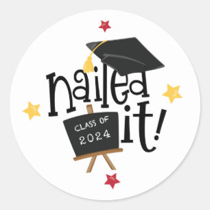Sticker Rond Cloué It Funky Typography Casquette 2024 Graduatio