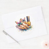 Sticker Rond Clous de papillon Parties scintillant d'or (Enveloppe)