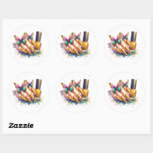 Sticker Rond Clous de papillon Parties scintillant d'or (Feuille)
