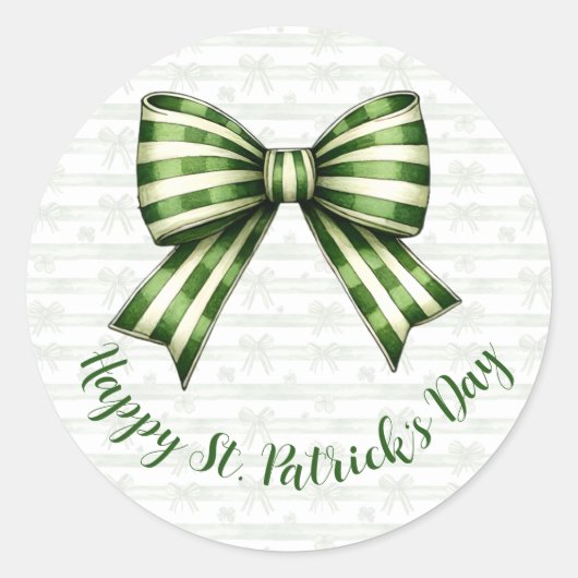 Sticker Rond Clover & Bow St. Patrick’s Day Party Design (Devant)