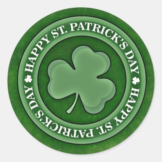 Sticker Rond Clover Shamrock vert Jour de la Saint Patrick (Devant)