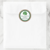 Sticker Rond Clover vert & Burlap St. Patrick's Day (Sac)