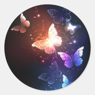 Sticker Rond Clowing Night Butterflies