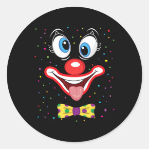 Sticker Rond Clown Carnaval Visage Cirque Costume Enfants Homme