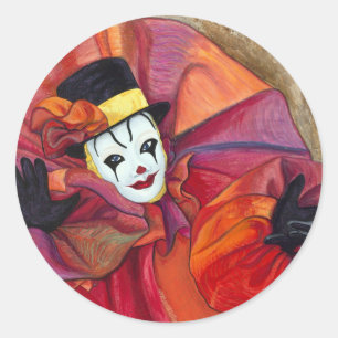 Sticker Rond Clown carnavalesque