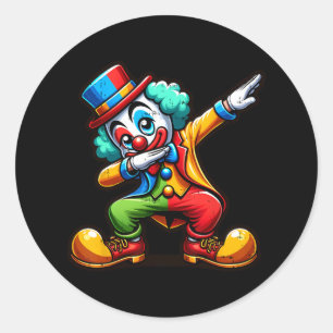 Sticker Rond Clown Dabbing Funny Dancing Dab Garçons Filles Enf