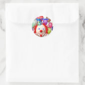 Sticker Rond Clown d'anniversaire, n'importe quel nom (Sac)