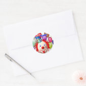 Sticker Rond Clown d'anniversaire, n'importe quel nom (Enveloppe)