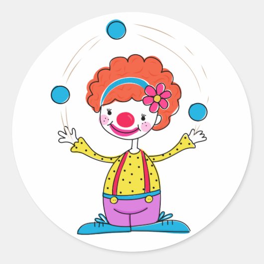Sticker Rond Clown en jonglage (Devant)