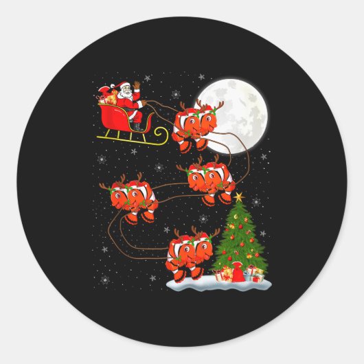 Sticker Rond Clown Fish Santa Sleigh Flying Funny Magical Chris (Devant)